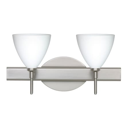 Besa Lighting Mia Vanity, Opal Matte, Satin Nickel Finish, 2x5W LED 2SW-177907-LED-SN